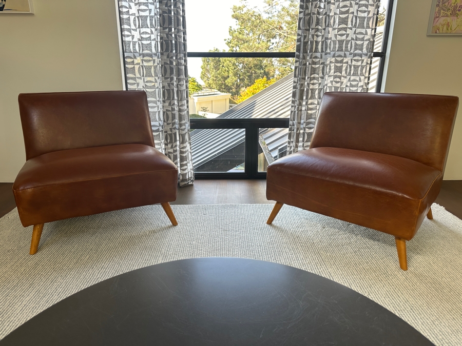 Pair Of MCM Style Accent Chairs By World Market 32W X 32D X 30H