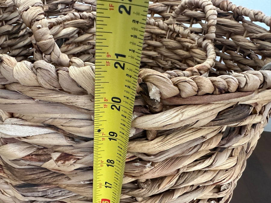 Pair Of Large Hand Woven Hyacinth Storage Baskets Larger Is 21'W X 21'H [Photo 6]