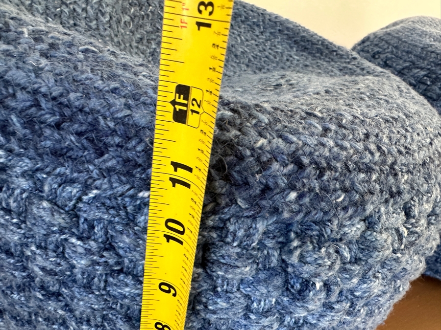 Pair Of Blue Handwoven Pouf Ottomans 20'W X 12'H [Photo 4]