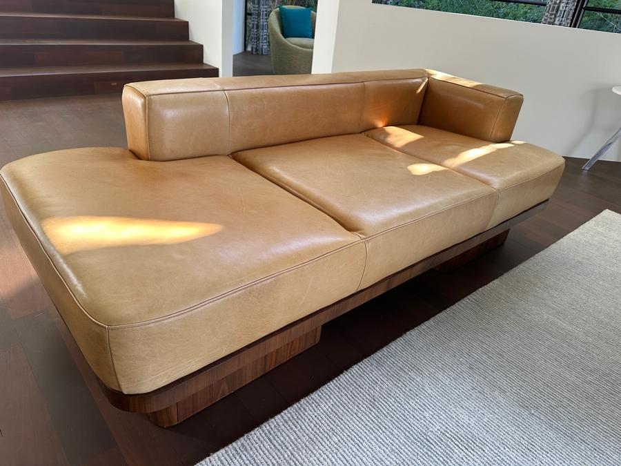 Crate & Barrel CB2 Serafin Leather Daybed Sofa Inspired By Adam Rogers (Not Stained - Just Harsh Sunlight) 80'W X 36'D X 26'H Retails $2,699 [Photo 4]