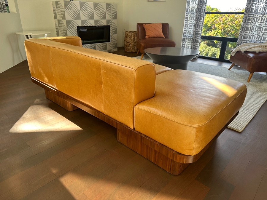 Crate & Barrel CB2 Serafin Leather Daybed Sofa Inspired By Adam Rogers (Not Stained - Just Harsh Sunlight) 80'W X 36'D X 26'H Retails $2,699 [Photo 8]