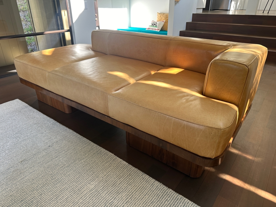 Crate & Barrel CB2 Serafin Leather Daybed Sofa Inspired By Adam Rogers (Not Stained - Just Harsh Sunlight) 80'W X 36'D X 26'H Retails $2,699 [Photo 10]