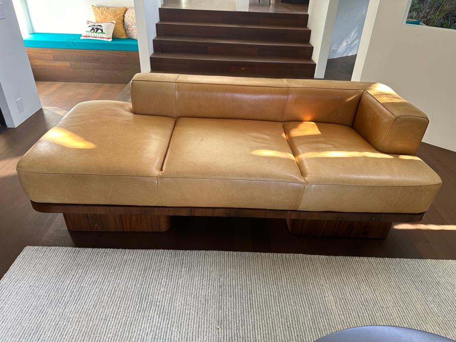 Crate & Barrel CB2 Serafin Leather Daybed Sofa Inspired By Adam Rogers (Not Stained - Just Harsh Sunlight) 80'W X 36'D X 26'H Retails $2,699 [Photo 3]