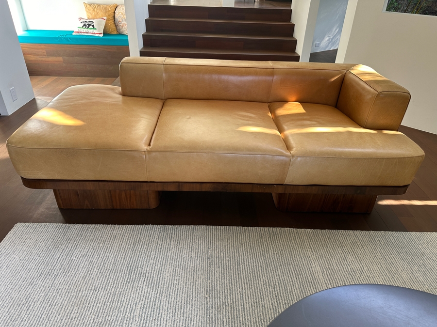 Crate & Barrel CB2 Serafin Leather Daybed Sofa Inspired By Adam Rogers (Not Stained - Just Harsh Sunlight) 80'W X 36'D X 26'H Retails $2,699 [Photo 2]