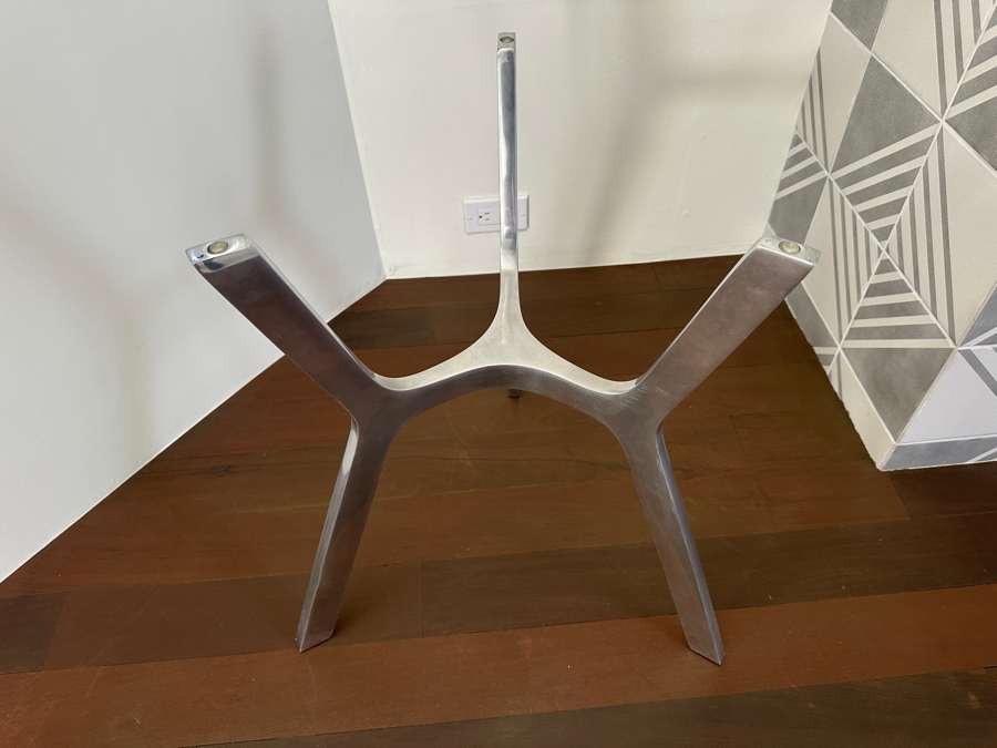 Crate & Barrel Marble Top Side Table With Aluminum Base 24'W X 23'H [Photo 8]