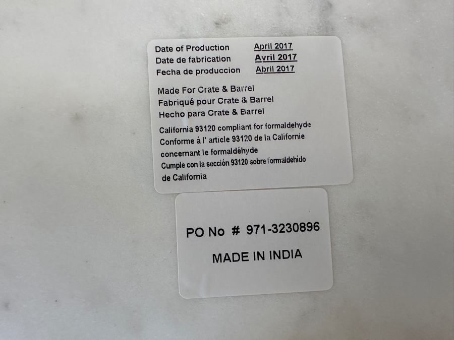 Crate & Barrel Marble Top Side Table With Aluminum Base 24'W X 23'H [Photo 7]