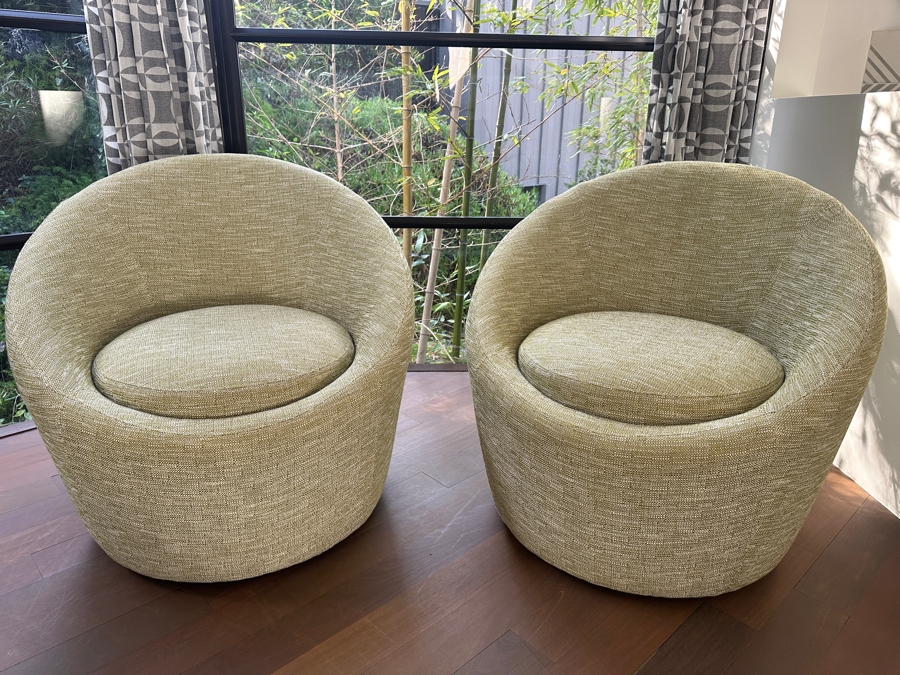 Pair Of Room & Board Crest Swivel Chairs 31'W X  30'H Retails $2,000 [Photo 2]