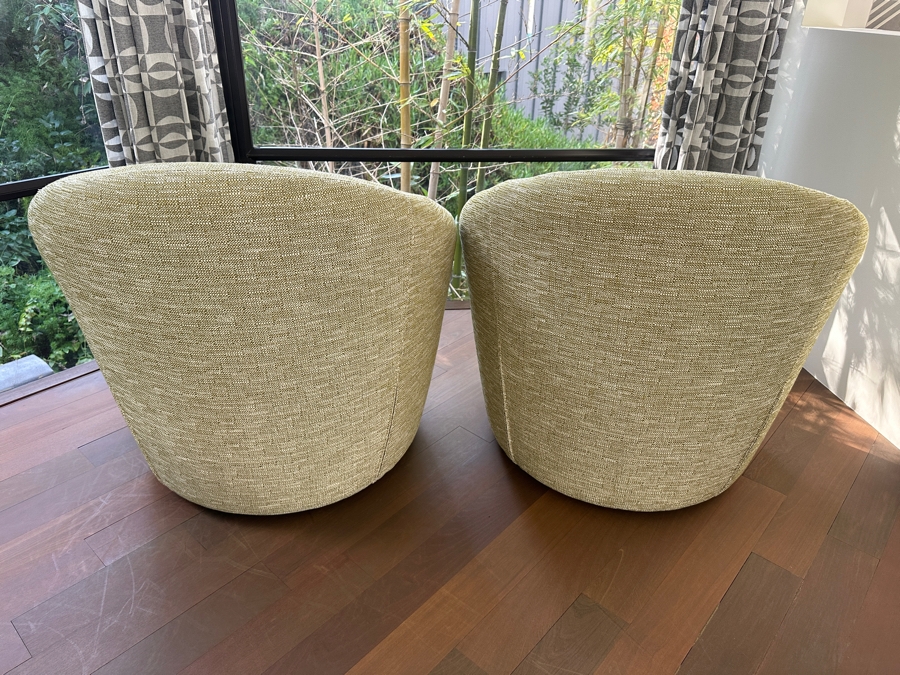 Pair Of Room & Board Crest Swivel Chairs 31'W X  30'H Retails $2,000 [Photo 9]