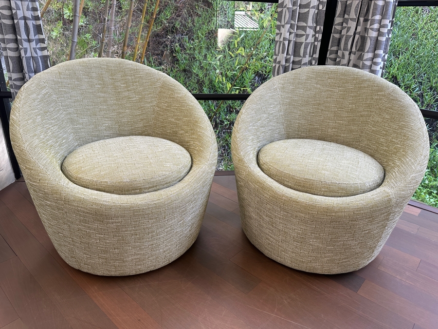 Pair Of Room & Board Crest Swivel Chairs Retails $2,000 [Photo 3]