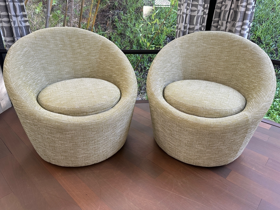 Pair Of Room & Board Crest Swivel Chairs Retails $2,000 [Photo 2]