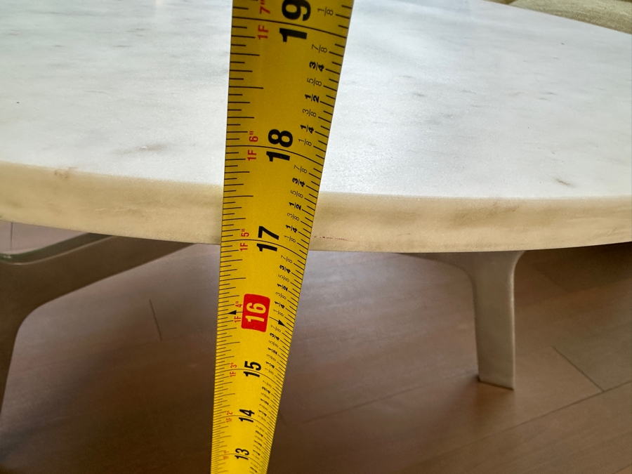 Crate & Barrel Marble Top Coffee Table With Aluminum Base 36'W X 17.5'H [Photo 9]