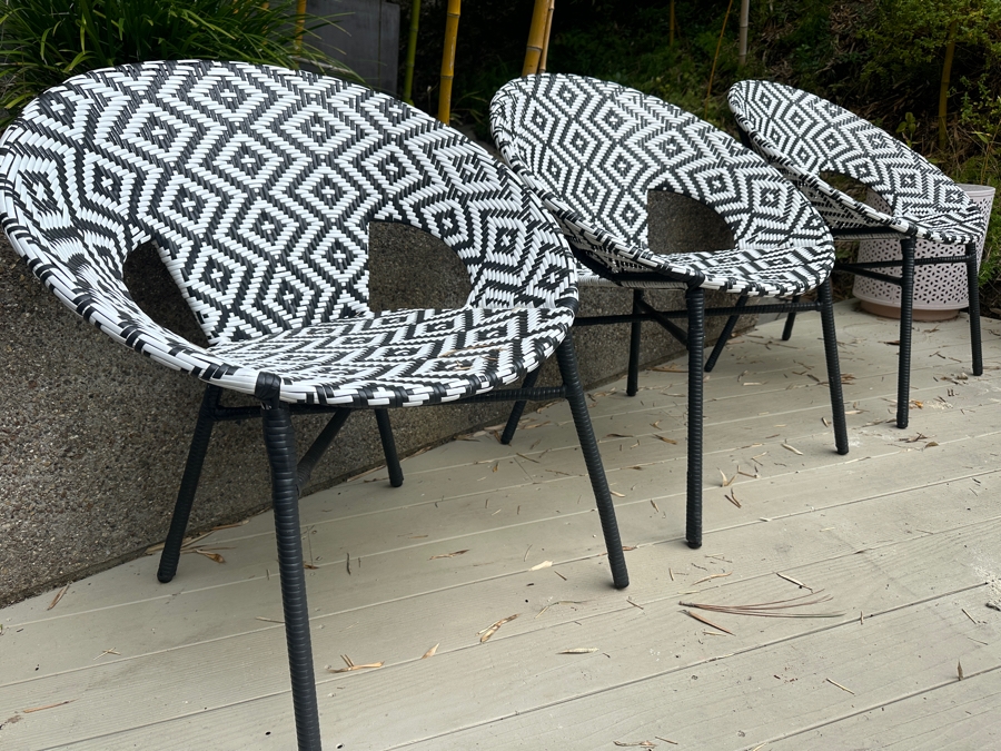 (3) Camden Round Patterned All Weather Wicker Outdoor Chair By World Market 30'W X 32'H [Photo 4]
