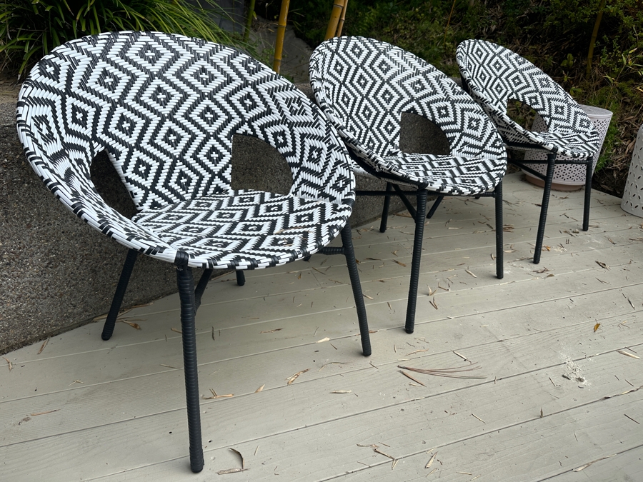 (3) Camden Round Patterned All Weather Wicker Outdoor Chair By World Market 30'W X 32'H [Photo 5]