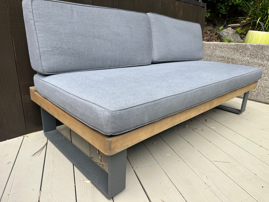 Alicante II Gray Metal And Wooden Outdoor Loveseat By World Market 63'W X 31.5'D X 31.25'H [Photo 2]