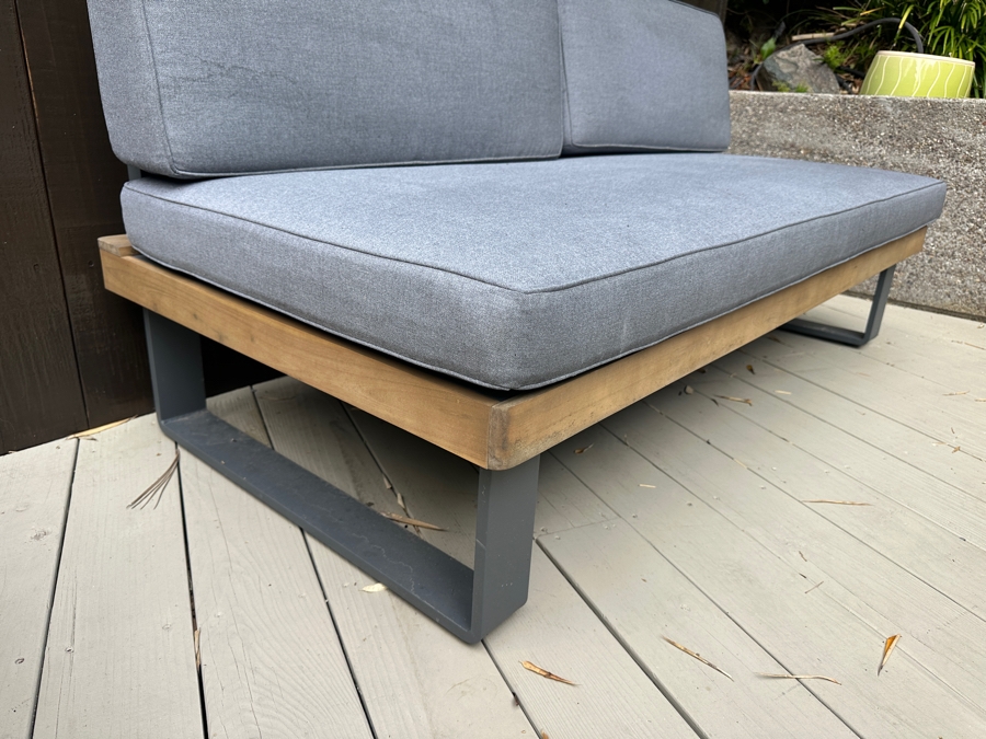 Alicante II Gray Metal And Wooden Outdoor Loveseat By World Market 63'W X 31.5'D X 31.25'H [Photo 3]