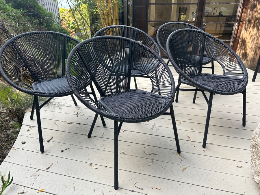 (5) Camden Round All Weather Wicker Outdoor Chairs By World Market 30'W X 32'H [Photo 3]