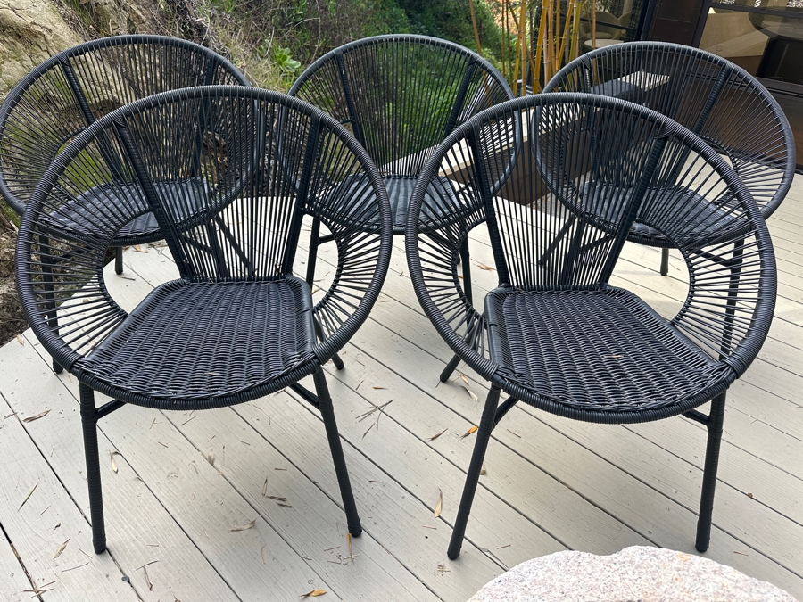 (5) Camden Round All Weather Wicker Outdoor Chairs By World Market 30'W X 32'H [Photo 2]