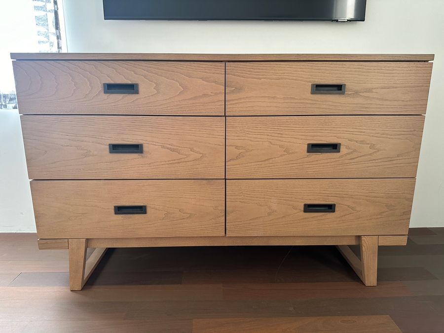 Crate & Barrel 6-Drawer Chest Of Drawers Dresser 56W X 20D X 35H