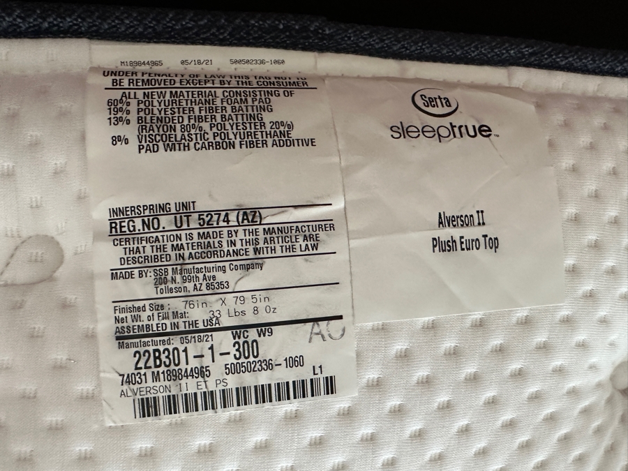 Stunning Live Edge Wooden King Size Bed With Like New Serta Sleeptrue Alverson II Plush Euro Top Mattress [Photo 18]