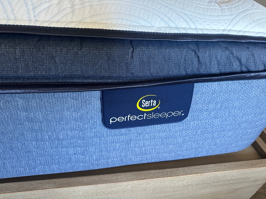 Restoration Hardware Queen Size Storage Bed 65.5W X 80L X 44H With Serta Perfect Sleeper Cozy Escape Plush Pillow Top Queen Size Mattress (Bedding Not Included) [Photo 9]