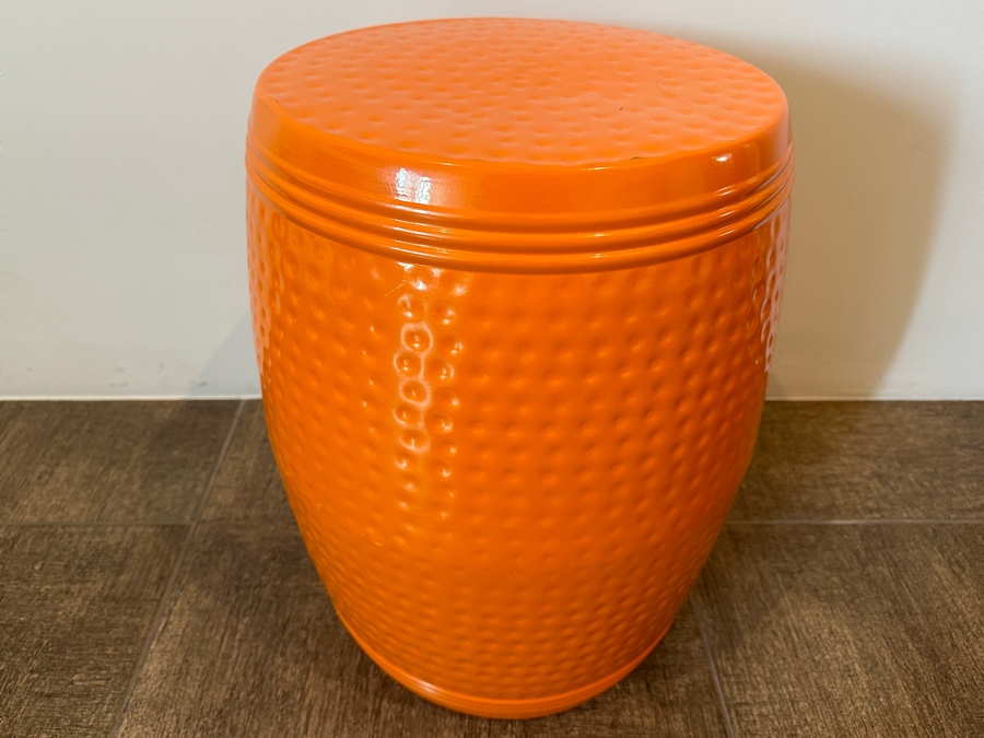 Orange Metal Side Table 15W X 19H