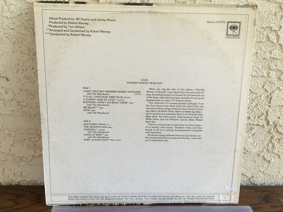 Dion - Wonder Where I'm Bound - Columbia - CS 9773 [Photo 2]