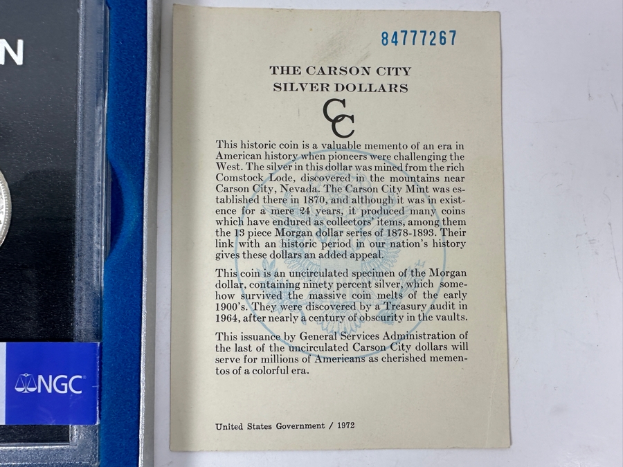 Uncirculated 1884 CC Carson City Morgan Silver Dollar From The GSA Hoard Professionally Graded By NGC MS63 [Photo 8]