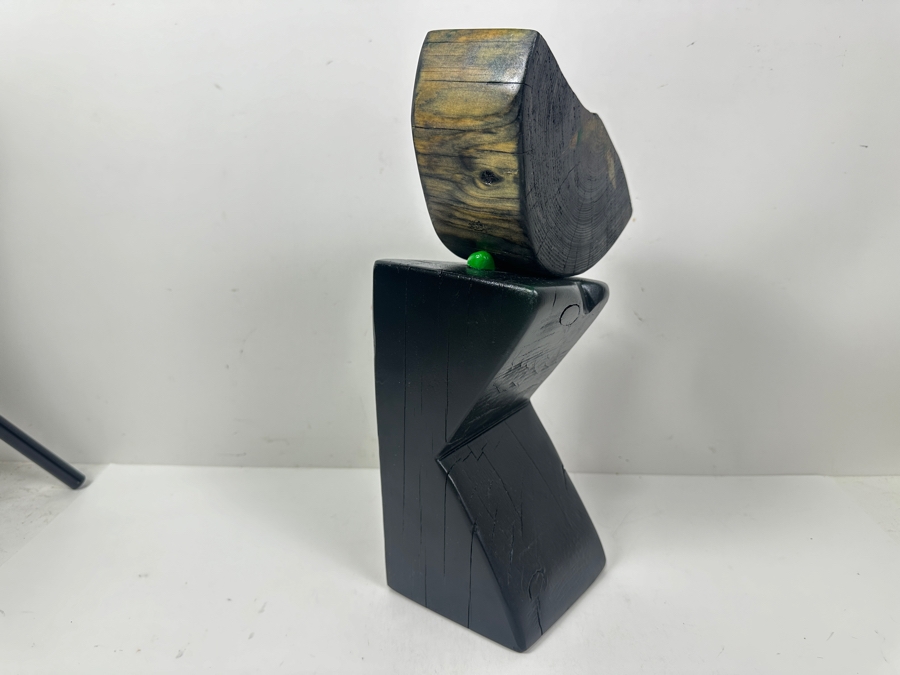 Jennifer Nehrbass 'Cairn 1' Stained Wooden Sculpture 2019 Signed On Bottom 8'W x 14.5'H [Photo 2]