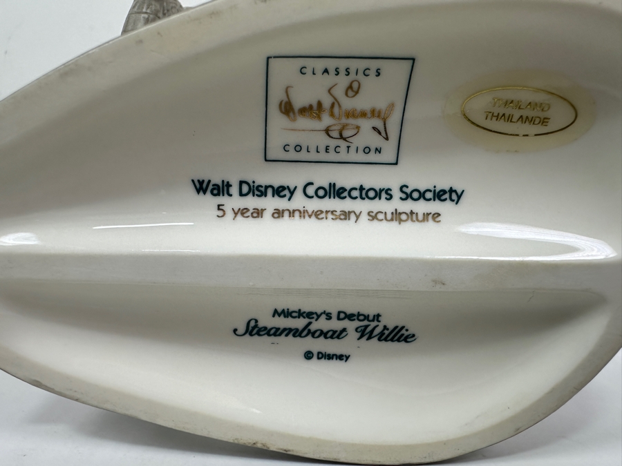 Walt Disney Classics Collection Walt Disney Collectors Society 5 Year Anniversary Sculpture Mickey's Debut Steamboat Willie With Original Box 5W X 3.5D X 5H [Photo 7]