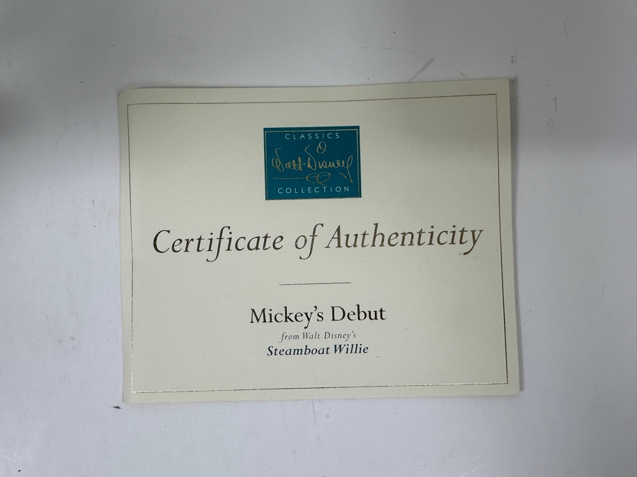 Walt Disney Classics Collection Walt Disney Collectors Society 5 Year Anniversary Sculpture Mickey's Debut Steamboat Willie With Original Box 5W X 3.5D X 5H [Photo 8]