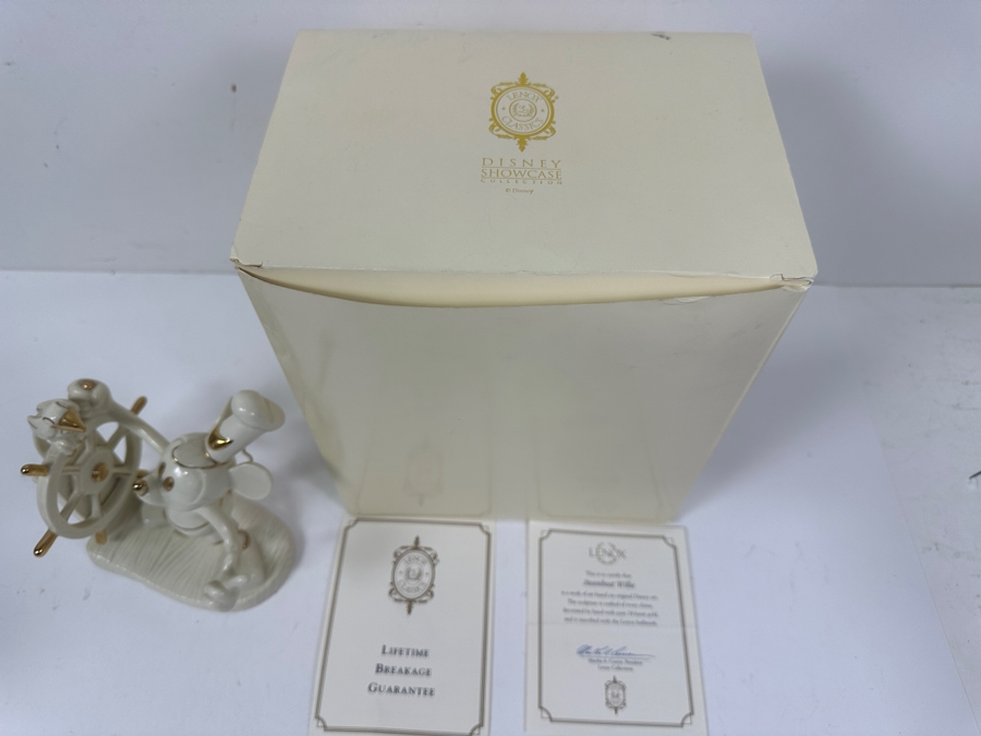 LENOX Mickey Mouse As Steamboat Willie Figurine Sculpture Decorated By Hand With Pure 24k Gold From The Disney Showcase Collection With Original Box [Photo 10]