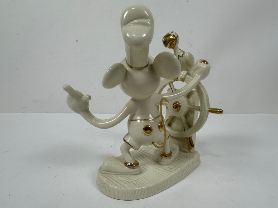 LENOX Mickey Mouse As Steamboat Willie Figurine Sculpture Decorated By Hand With Pure 24k Gold From The Disney Showcase Collection With Original Box [Photo 6]