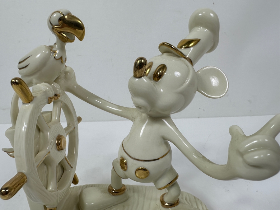LENOX Mickey Mouse As Steamboat Willie Figurine Sculpture Decorated By Hand With Pure 24k Gold From The Disney Showcase Collection With Original Box [Photo 3]