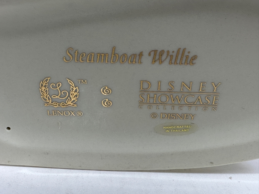 LENOX Mickey Mouse As Steamboat Willie Figurine Sculpture Decorated By Hand With Pure 24k Gold From The Disney Showcase Collection With Original Box [Photo 7]