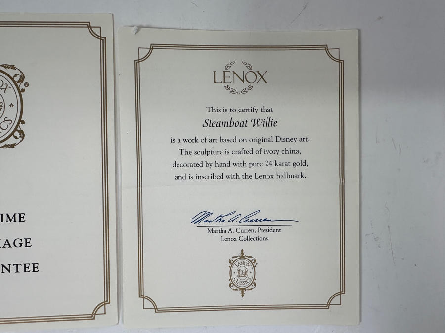 LENOX Mickey Mouse As Steamboat Willie Figurine Sculpture Decorated By Hand With Pure 24k Gold From The Disney Showcase Collection With Original Box [Photo 9]