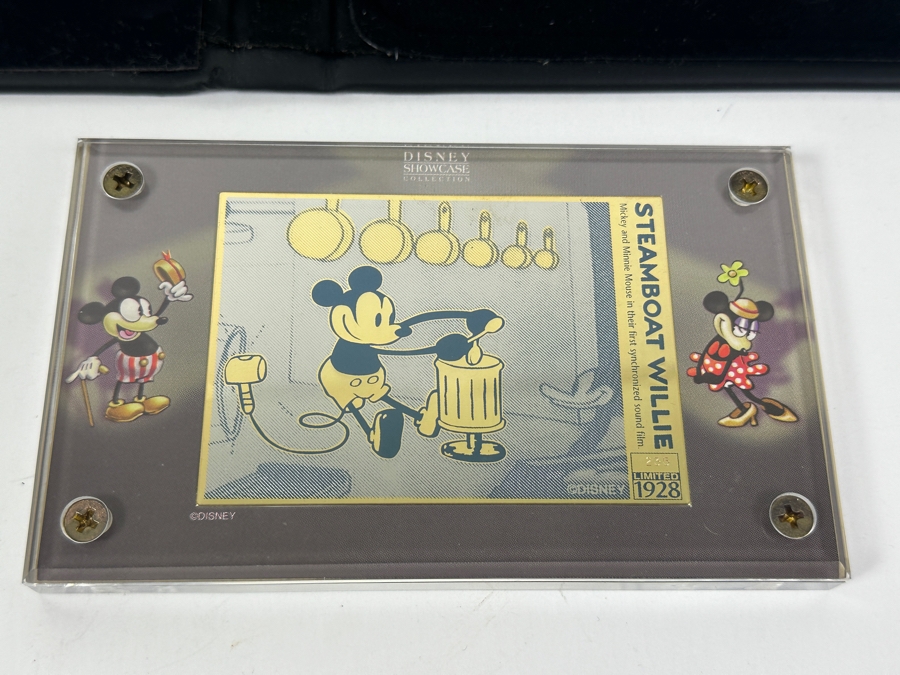 Disney Showcase Collection Authentic Images Limited Edition 24k Gold Plated Walt Disney's Mickey Mouse In Steamboat Willie Set Of Three Cards With Binder Estimate $400 [Photo 15]