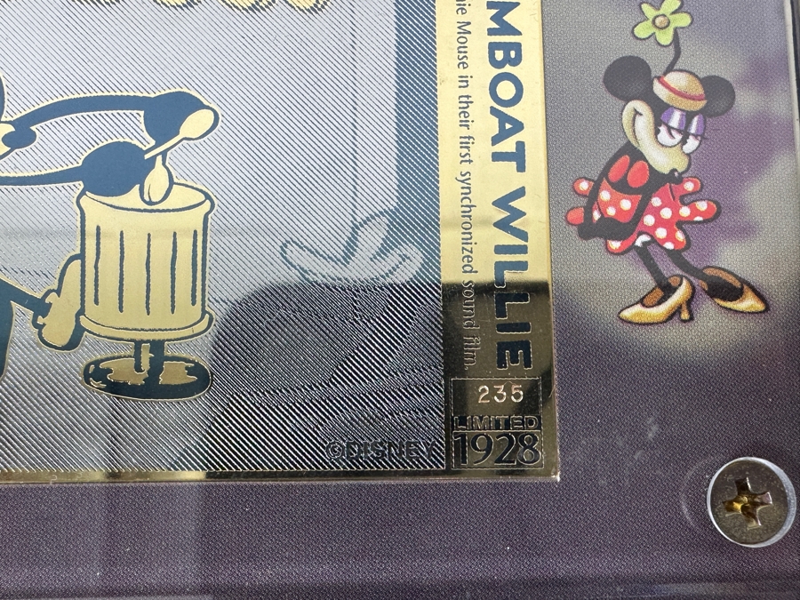 Disney Showcase Collection Authentic Images Limited Edition 24k Gold Plated Walt Disney's Mickey Mouse In Steamboat Willie Set Of Three Cards With Binder Estimate $400 [Photo 4]