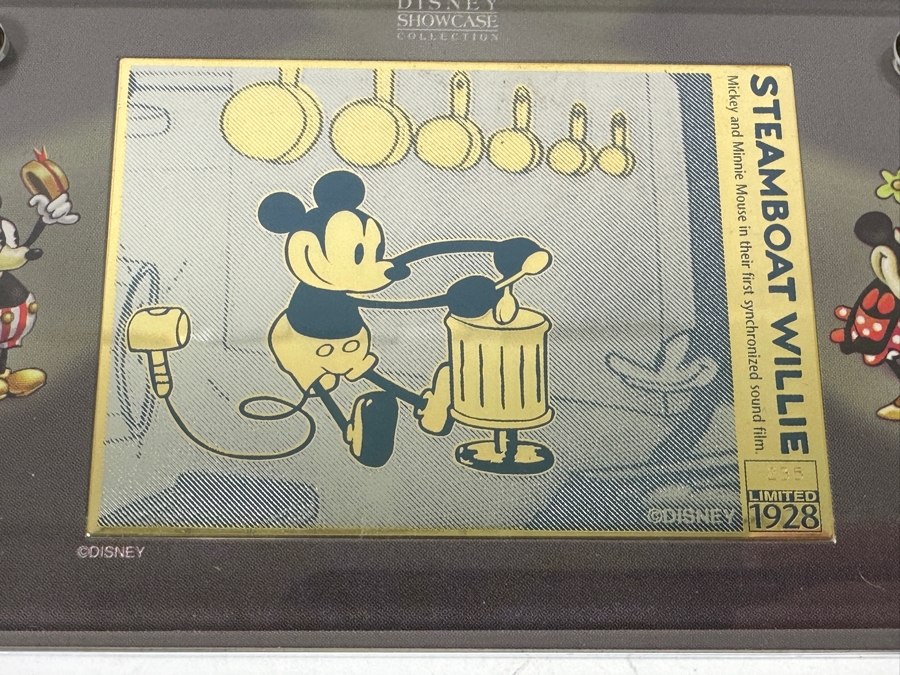 Disney Showcase Collection Authentic Images Limited Edition 24k Gold Plated Walt Disney's Mickey Mouse In Steamboat Willie Set Of Three Cards With Binder Estimate $400 [Photo 17]