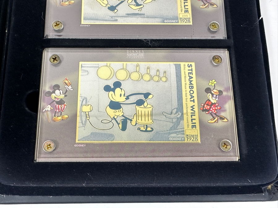 Disney Showcase Collection Authentic Images Limited Edition 24k Gold Plated Walt Disney's Mickey Mouse In Steamboat Willie Set Of Three Cards With Binder Estimate $400 [Photo 3]