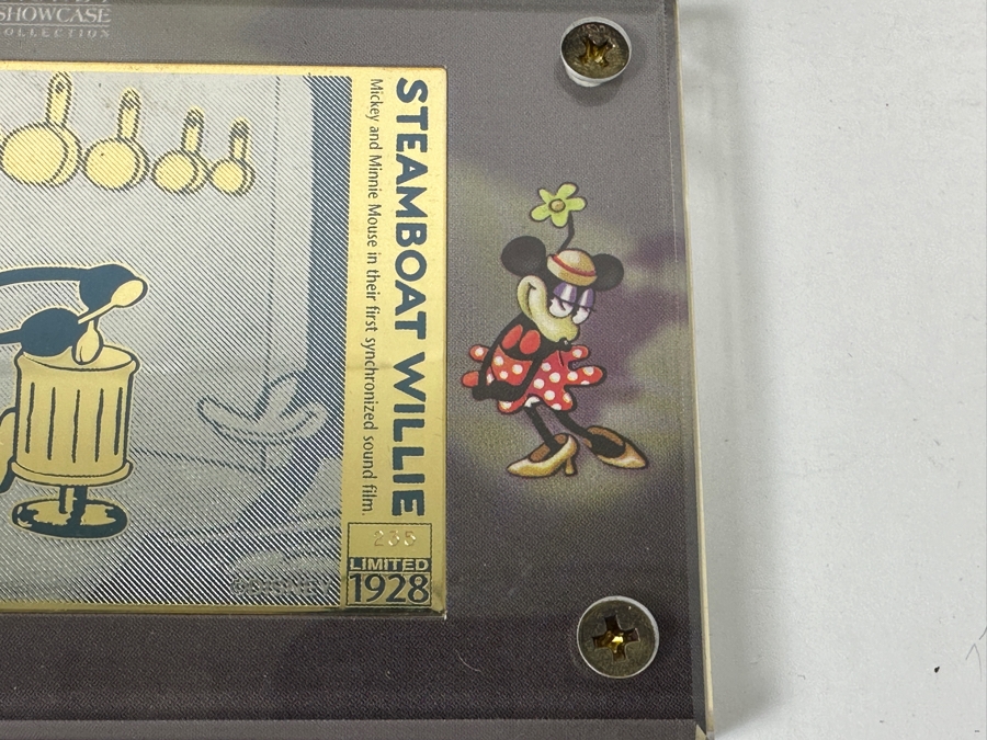 Disney Showcase Collection Authentic Images Limited Edition 24k Gold Plated Walt Disney's Mickey Mouse In Steamboat Willie Set Of Three Cards With Binder Estimate $400 [Photo 18]