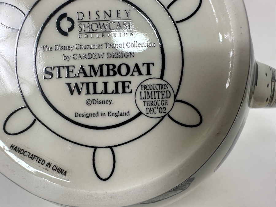 Disney Showcase Collection Limited Edition Steamboat Willie Teapot By Cardew Design With Original Box 9.5W X 6.5H [Photo 9]