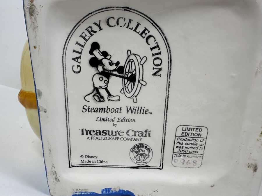 Limited Edition Gallery Collection Steamboat Willie Mickey Mouse Cookie Jar By Treasure Craft A Pfaltzgraff Company 13W X 9D X 12H [Photo 10]