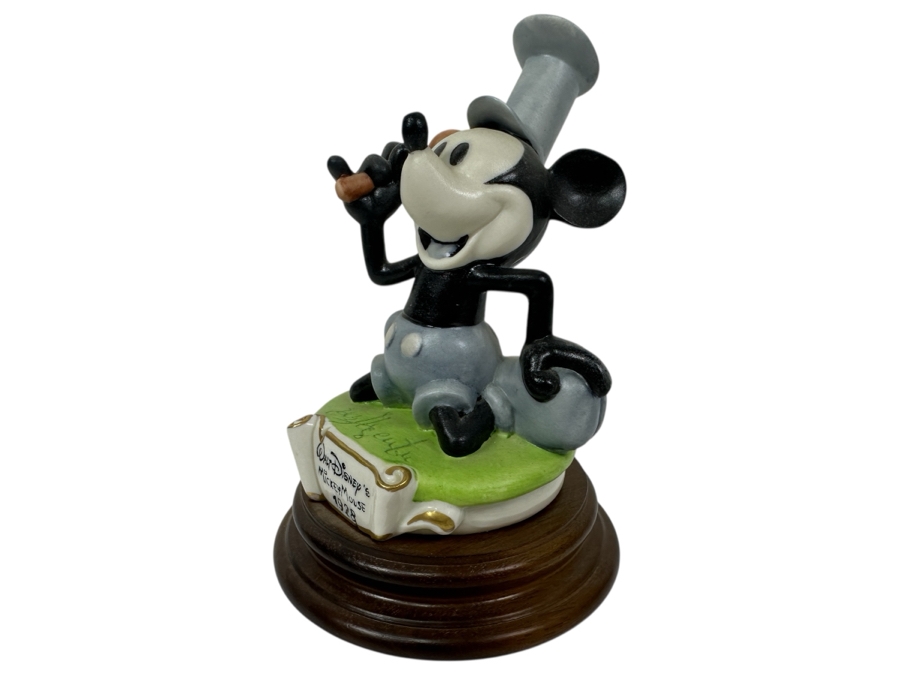 Limited Edition Porcellane D'Arte Italy Capodimonte Walt Disney's Mickey Mouse 1928 Steamboat Willie Figurine With Cert And Original Box 6H [Photo 2]