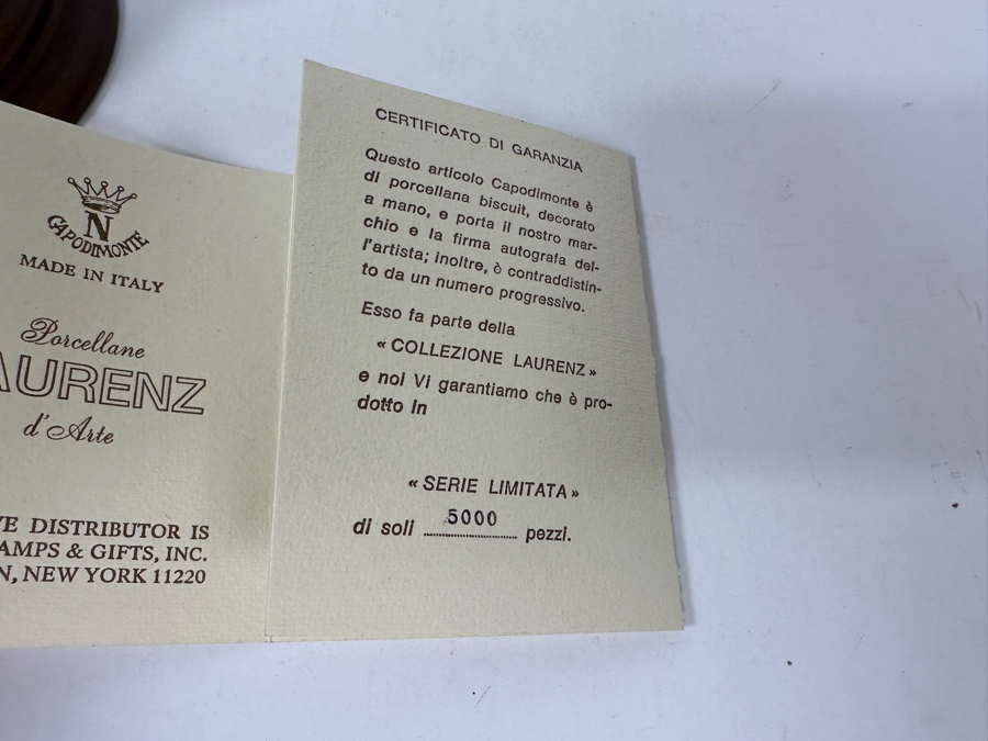 Limited Edition Porcellane D'Arte Italy Capodimonte Walt Disney's Mickey Mouse 1928 Steamboat Willie Figurine With Cert And Original Box 6H [Photo 16]