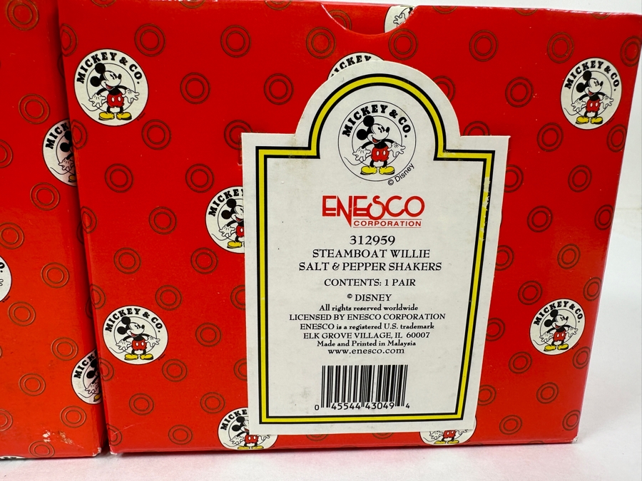 Enesco (1) Steamboat Willie Mini Teapot With Original Box & (1) Pair Of Steamboat Willie Salt & Pepper Shakers With Original Box [Photo 12]