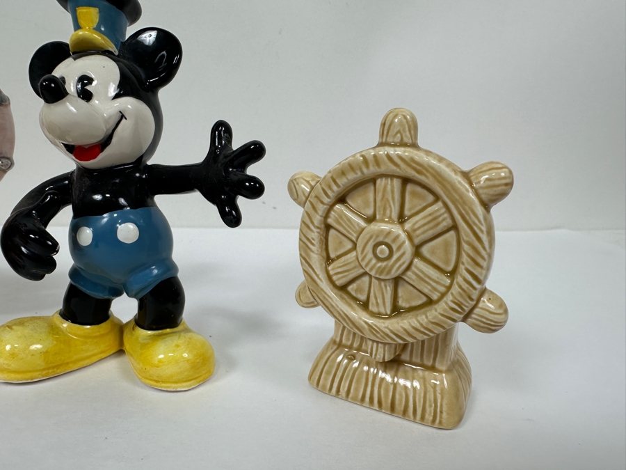 Enesco (1) Steamboat Willie Mini Teapot With Original Box & (1) Pair Of Steamboat Willie Salt & Pepper Shakers With Original Box [Photo 4]