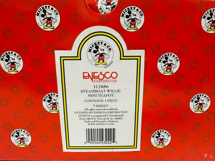 Enesco (1) Steamboat Willie Mini Teapot With Original Box & (1) Pair Of Steamboat Willie Salt & Pepper Shakers With Original Box [Photo 11]