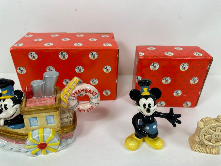 Enesco (1) Steamboat Willie Mini Teapot With Original Box & (1) Pair Of Steamboat Willie Salt & Pepper Shakers With Original Box [Photo 10]