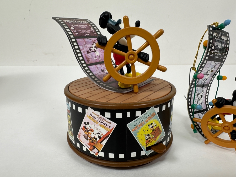 Enesco 'Steamboat Willie' Mini Action Musical Box With Original Box And Mickey At The Helm Steamboat Willie Ornament With Original Box [Photo 7]