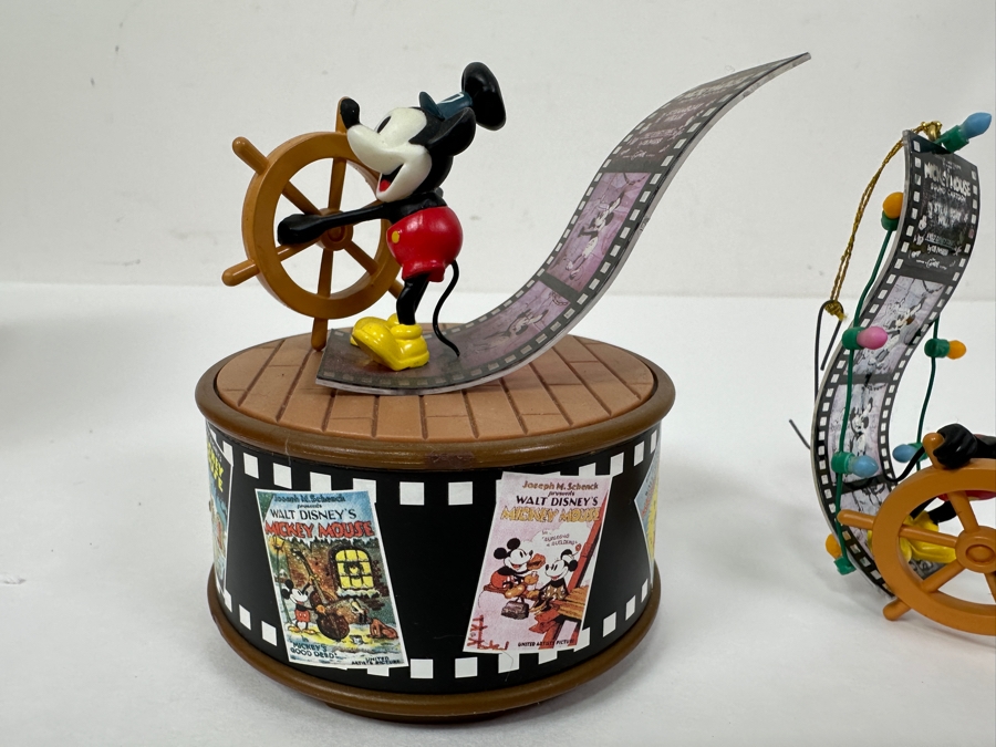 Enesco 'Steamboat Willie' Mini Action Musical Box With Original Box And Mickey At The Helm Steamboat Willie Ornament With Original Box [Photo 5]